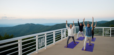yoga sunrise balcony group retreat