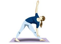 Trikonasana (Triangle Pose) Yoga posture for seniors