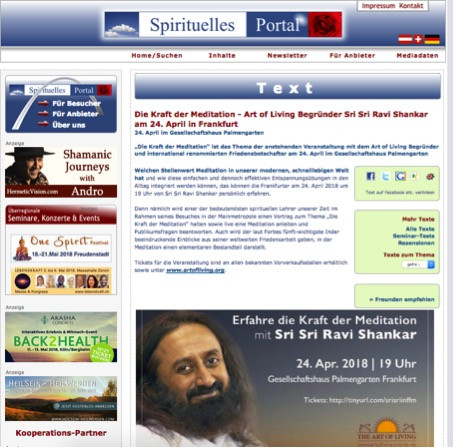 Spirituelles Portal - Sri Sri Ravi Shankar