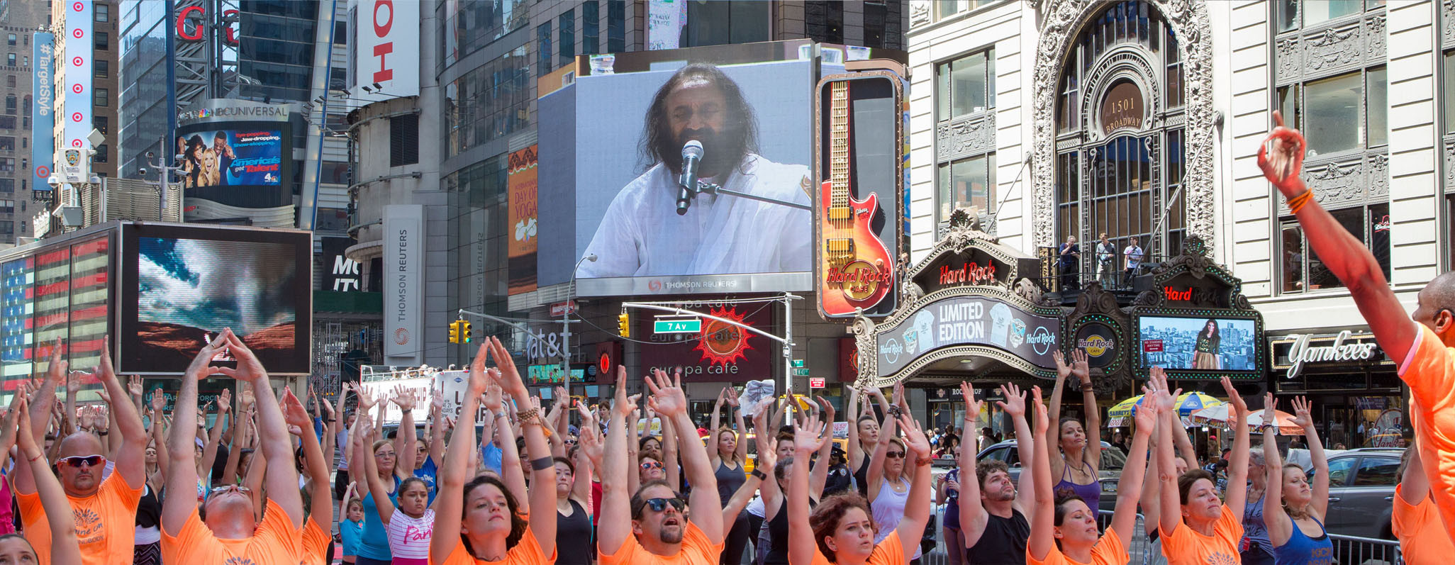 Gurudev in Times Square on International Yoga day